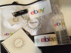 Some of the awesome eBay swag we got in our registration bags. The big surprise for all of us was a $100 eBay gift card. It was like getting our registration fees back! #eBayRocks