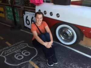 Megan enjoying a visit to the cute town of Williams, AZ along Route 66